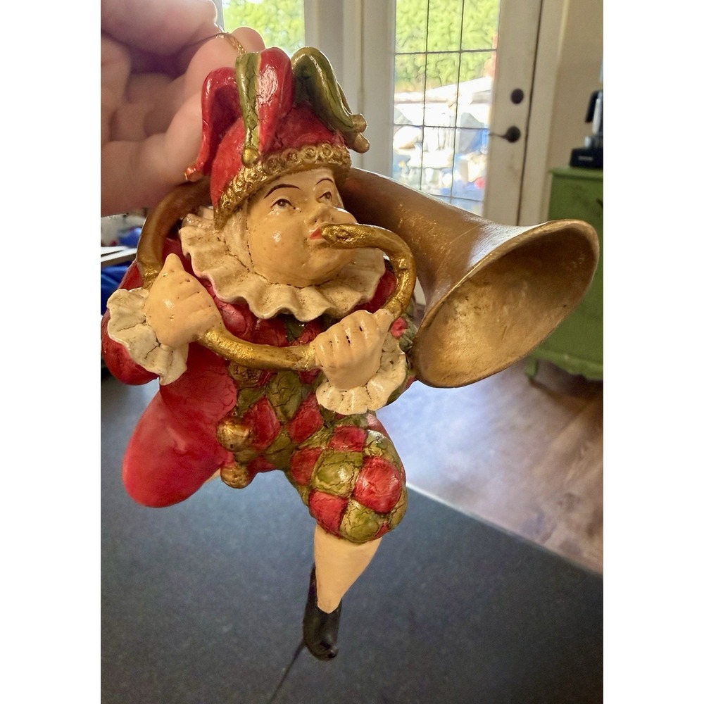 Mark Roberts Jester Ornament Instrument Trumpet Whimsical  Christmas VTG Rare